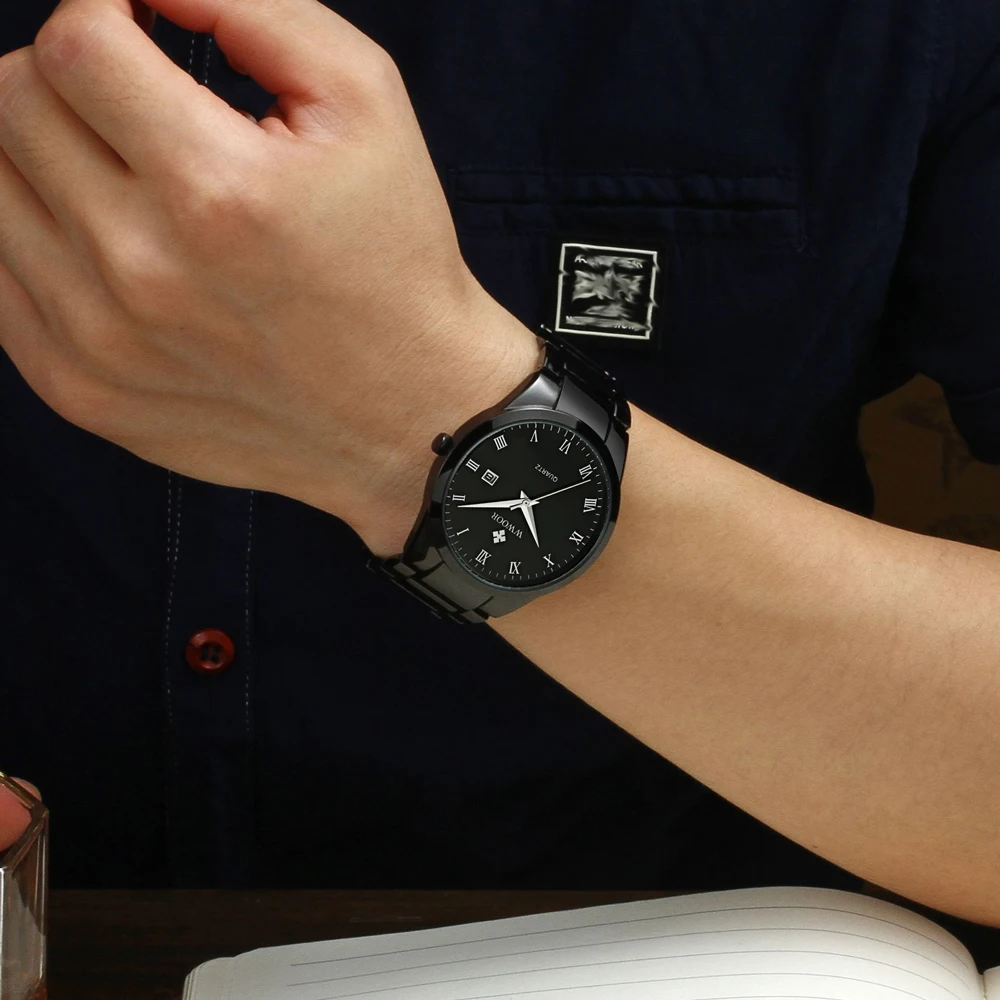 Мужские наручные часы WWOOR брендовые водонепроницаемые из нержавеющей стали для