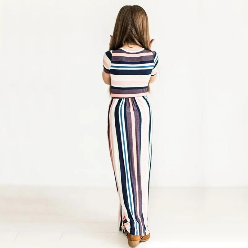 Kids Dresses For Girls Toddler Baby Striped Long Dress Princess Party Beachwear Outfits Clothes 2 8 Years | Детская одежда и обувь