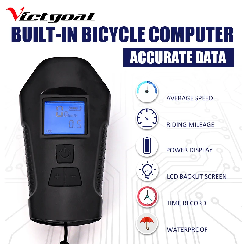 VICTGOAL передний велосипедный светильник светодиодный USB Перезаряжаемый велосипедный флэш-светильник для велосипедных фонарей головной светильник с велосипедным компьютерный звуковой сигнал Bell