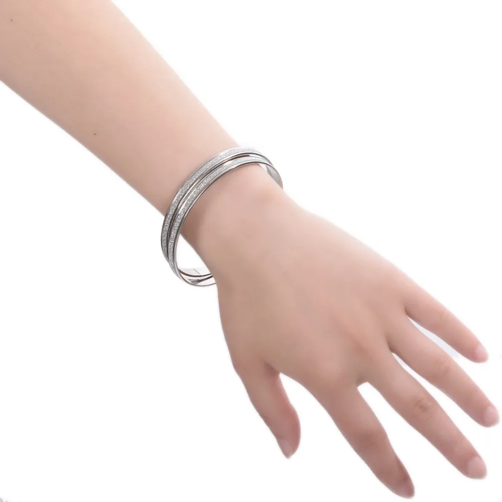 2 шт./лот серебро Браслеты для Для женщин панк матовые блестящие леди танец