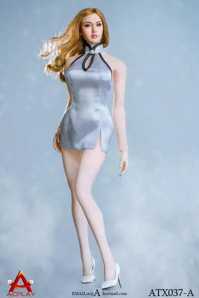A Коллекционные вещи 1/6 масштабные женские фигуры платье костюм сексуальный открытая спина короткий комплект платья Ципао с высоким каблуком для кажущейся TBleague тела - Цвет: A