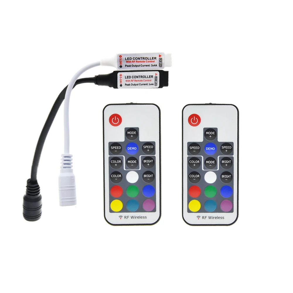Светодиодный rgb контроллер черный/белый 5 24 в пост. Тока 17key RF беспроводной пульт