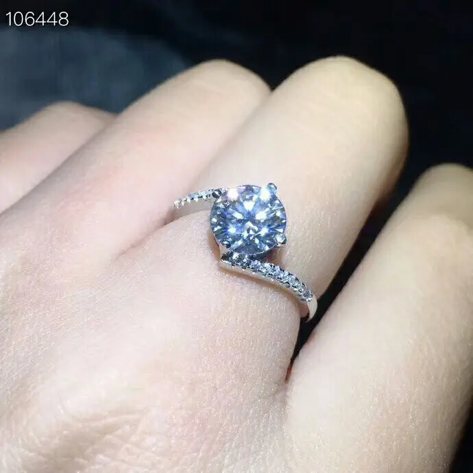 

Женское кольцо из серебра 1,5 пробы, с муассанитом, 7,5 карат/925 мм