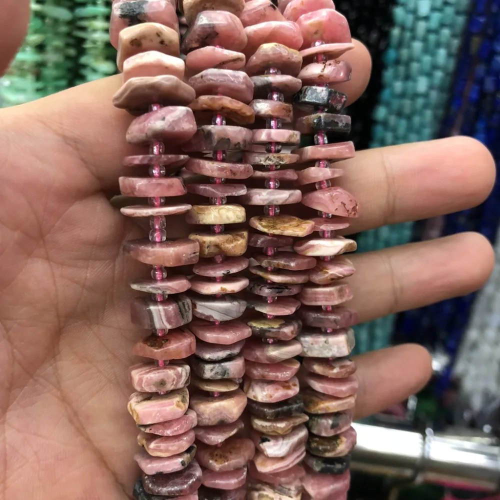 Wholesale 3strings 15.5&quot Natural Rhodochrosite Beads Coin Chip Nugget Bead Rhodonite Stone Gem Jewelry Making | Украшения и