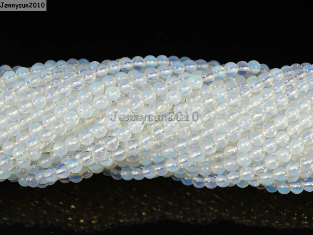 

Natural White Opal Opalite Gems Stones 2mm Smooth Round Spacer Loose Beads 15'' Strand for Jewelry Making Crafts 5 Strands/Pack