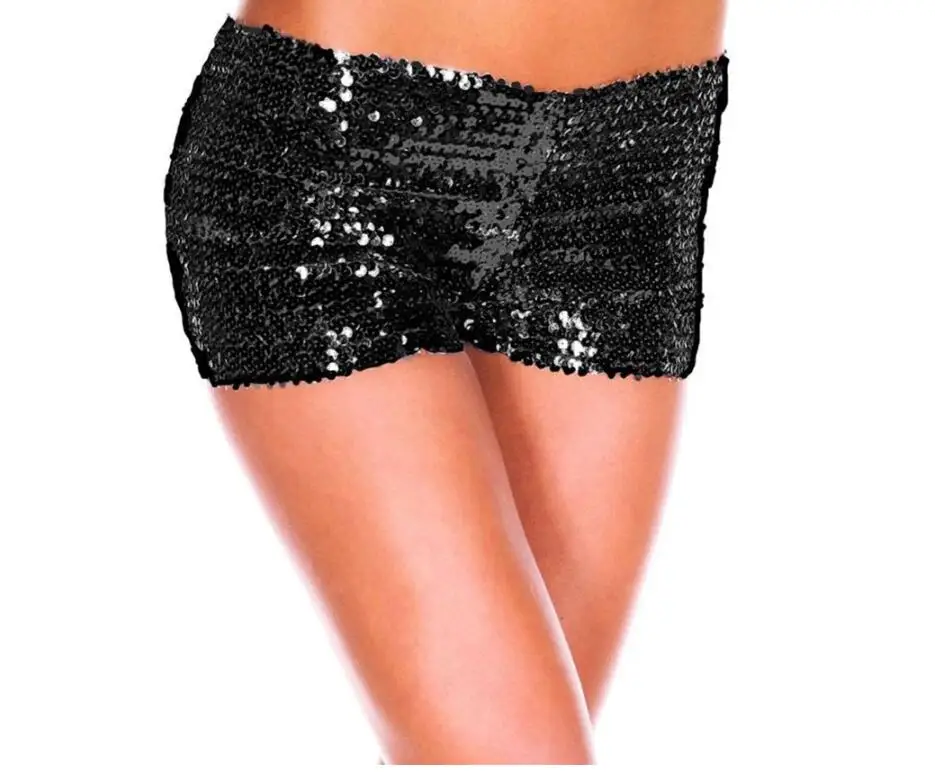 Shikoroleva шорты Для женщин короткие Feminino сверкающие искрение блесток Stretch Bermuda Feminina танец балет цвета: золотистый, серебристый синий Mujer
