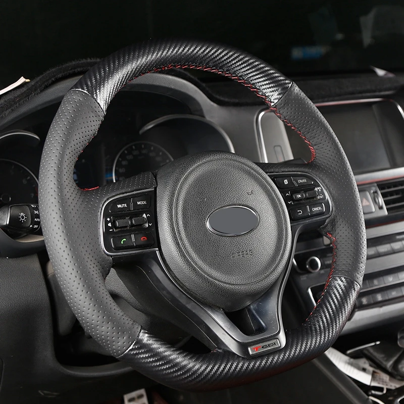 Искусственная кожа чехол для крышки рулевого колеса черный автомобиля Kia K2 K3 Cerato