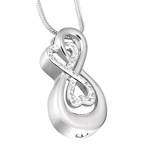 

JJ003 Love You Infinity Cremation Jewelry Hold Clear/Red/Blue Crystal Keepsake Memorial Urn Necklace For Ashes For Women