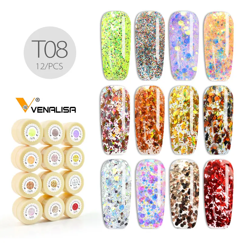 Venalisa, 12 шт./лот, УФ-гель, новинка, для дизайна ногтей, дизайн, маникюр, УФ-светодиодный, впитывается, сделай сам, краска, гель, чернила, УФ-гель, лак для ногтей - Цвет: T08