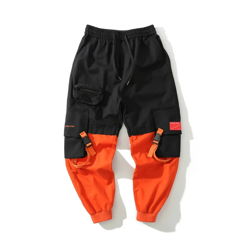 

Joggers Cargo Pants Men Side Pockets Ribbon Baggy Harem Pant Streetwear 2019 Hip Hop Casual Track Pants Male Harajuku GM26