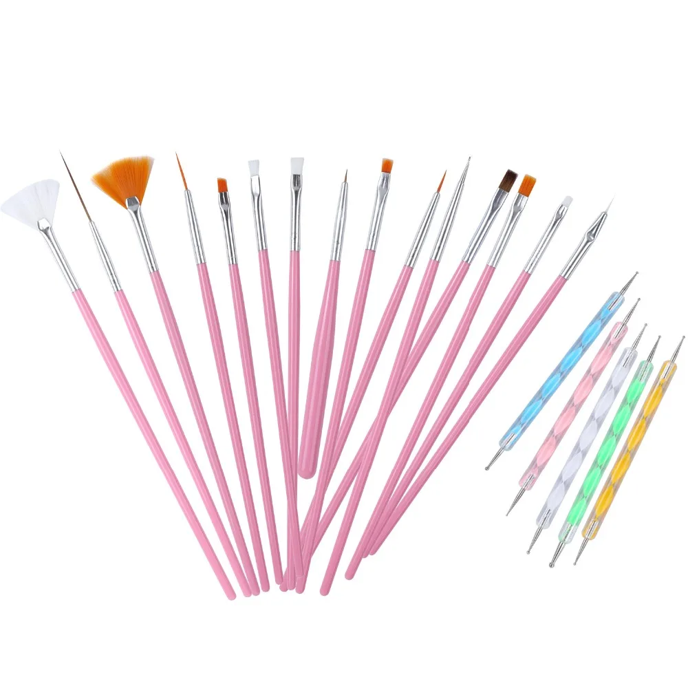 20pcs Nail Art Decorations Brush Set Professional Painting Brushes Design Pen Tools Tips UV Gel Polish Tool Kit | Красота и здоровье