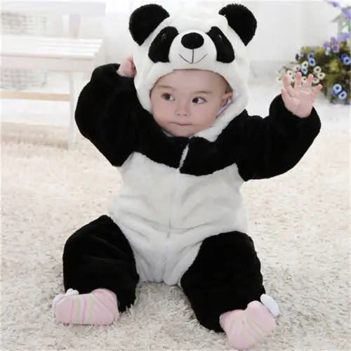 Winter Baby Kids Girls Boys Toddler Cartoon Panda Animal Long Sleeve Jumpsuit Hoodie Romper Outfit One-Piece Cute Costume | Детская