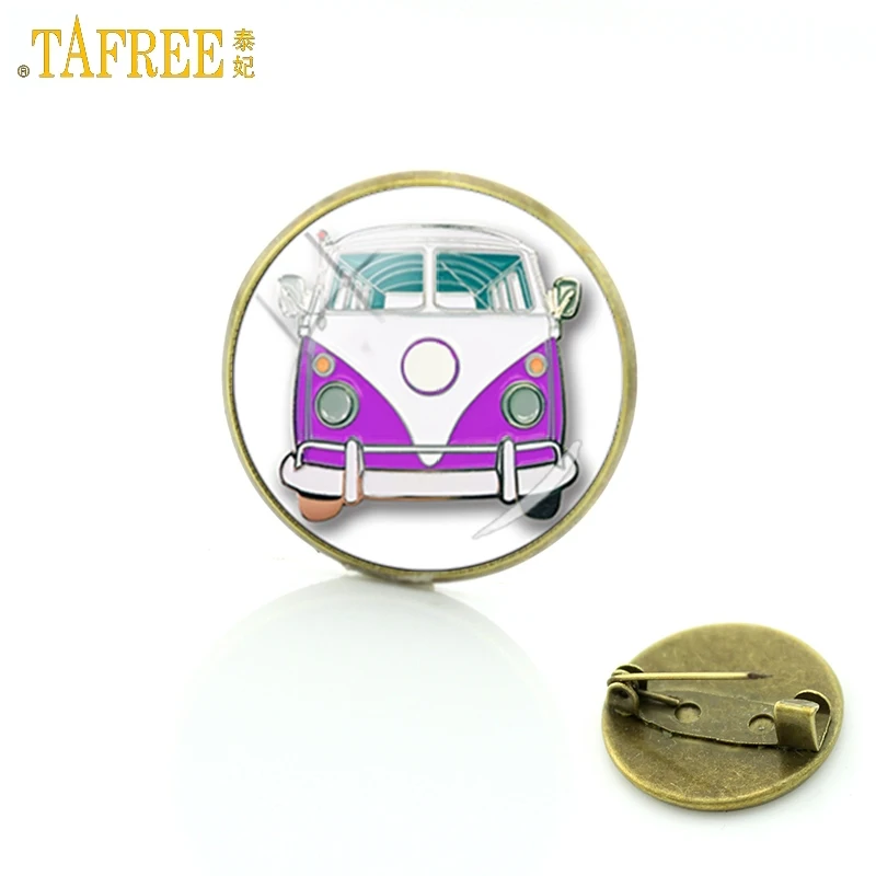 TAFREE Античная бронзовая расцветка Hippie PEACE ЗНАК Ван автобус броши для мужчин и женщин Винтажная модная Автомобильная Ювелирная брошь значок булавки подарок CT108 - Окраска металла: CT111