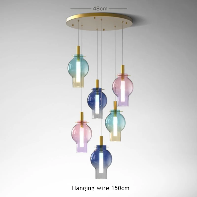 

Modern Colorful Glass Single Pendant Lamp Restaurant Bedroom Living room Decoration Nordic LED Blue Living room Lighting Fixture