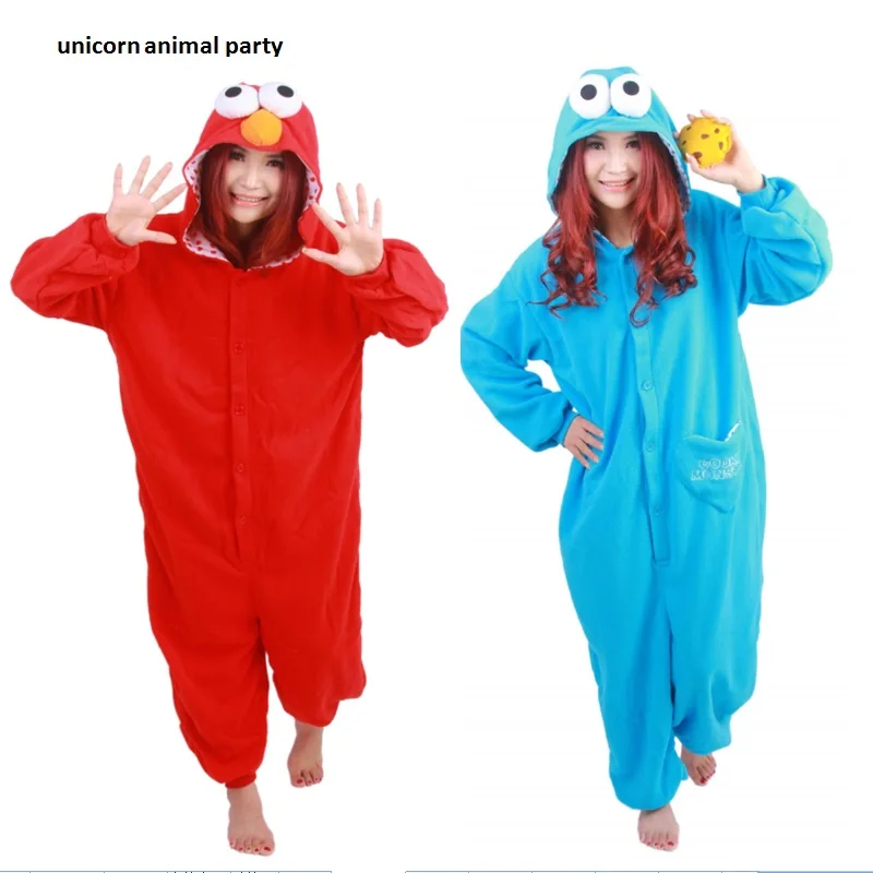 Kigurumi Adult Animal Onesie Cosplay Cookie Monster Pajamas Unisex Sleepsuit Sleepwear Pyjamas Halloween Christmas Party Costume