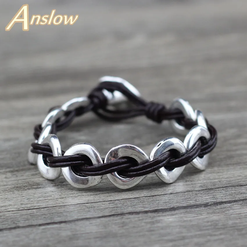 Anslow, модные ювелирные изделия, Новое поступление, модные манжеты, ручной работы, кожаный браслет для женщин и мужчин, винтажный стиль, креативный дизайн, LOW0628LB