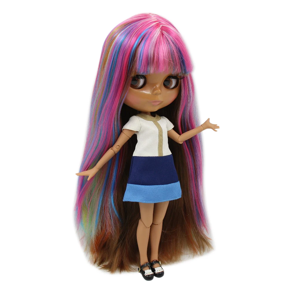 Кукла ледяная DBS Blyth 1/6 bjd шарнир тела темная кожа красочные волосы 30 см