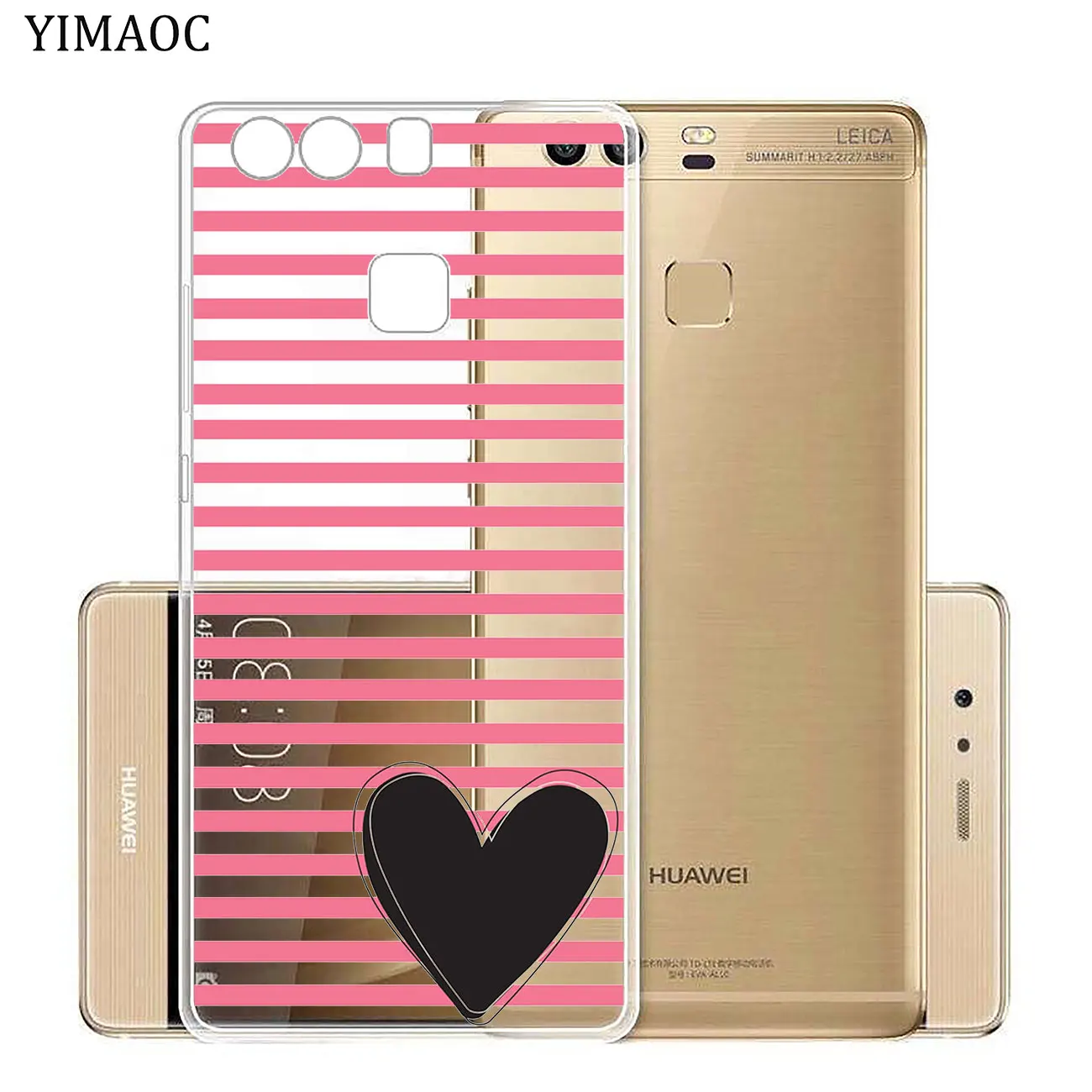 Мягкий силиконовый чехол для телефона YIMAOC в розовую полоску с сердечными губами
