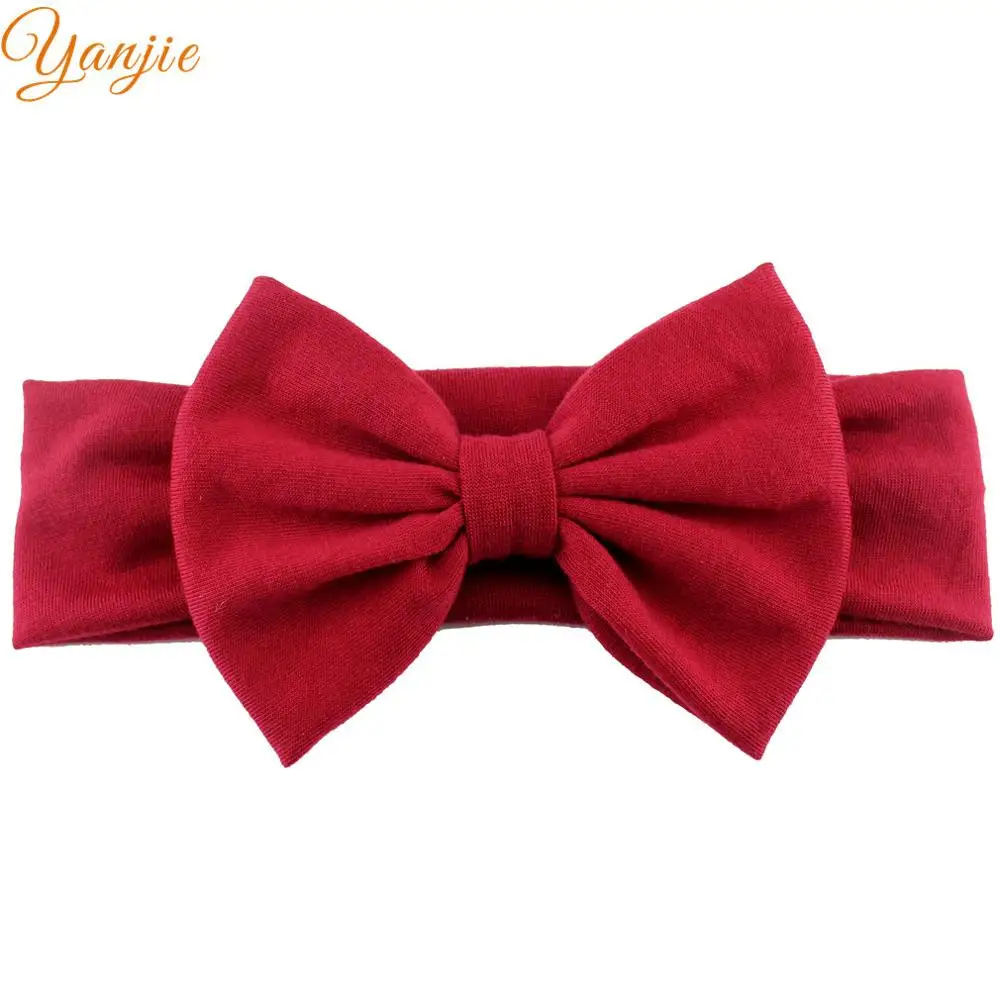 burgundy 10 шт./лот, 5 дюймов, банты для волос, хлопковая повязка на голову,, однотонные мягкие эластичные резинки для волос, аксессуары для волос для девочек, банты для девочек, Diademas Mujer - Цвет: burgundy