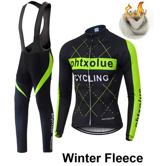 Winter Fleece 15 Phtxolue зимний термальный флисовый комплект велосипедной одежды Майо Ropa Ciclismo Invierno MTB велосипедные майки велосипед спортивная одежда - Цвет: Winter Fleece 15