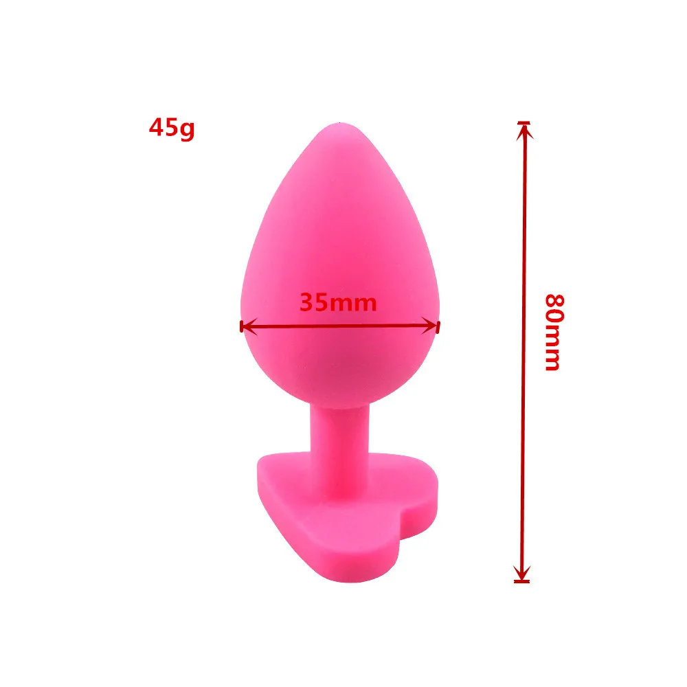 Dia 35mm medium size heart shape pink silicone anal beads butt plug Prostate Massager dildo erotic sex toys for men women | Красота и