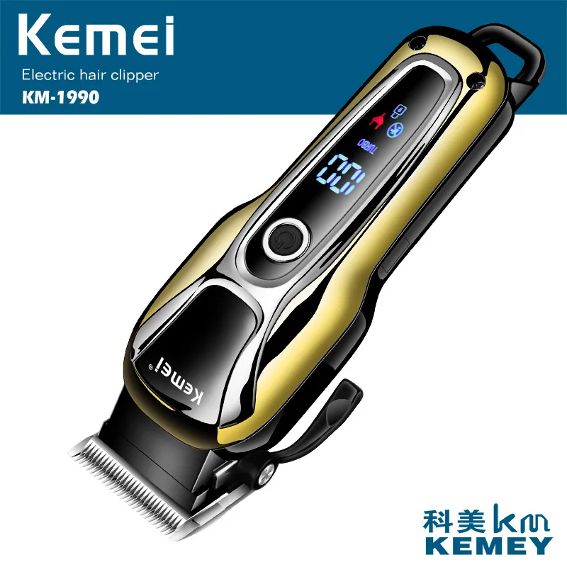 Kemei KM 1990 для мужчин ЖК дисплей быстрая зарядка электрическая машинка стрижки