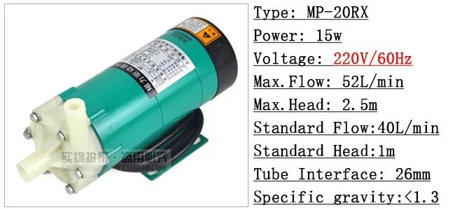 Водяной насос MP-20RX 60HZ 220V с магнитным приводом, солнечные насосы для пруда с высоким потоком, спа-оборудование, химическая передача жидкости, прямые поставки с завода