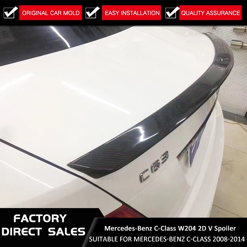For Mercedes Benz W204 Spoiler 2-Door Sedan C63 C180 C200 C260 Carbon Plastic Tail Wing painted Primer Color for 2008-2014 | Автомобили и