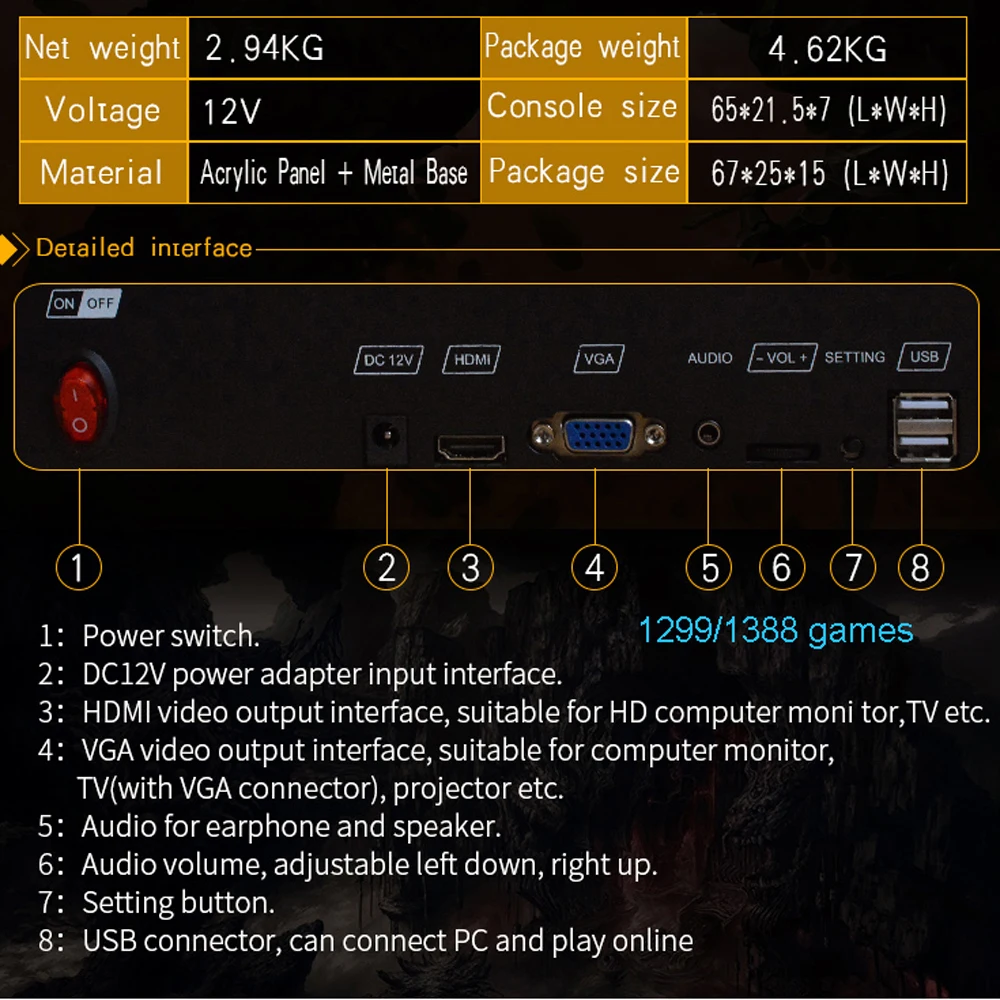 Коробка 6S 1388 в 1 аркадная Игровая приставка 7 с 3D играми 2177 DIY TV PC PS3 монитор
