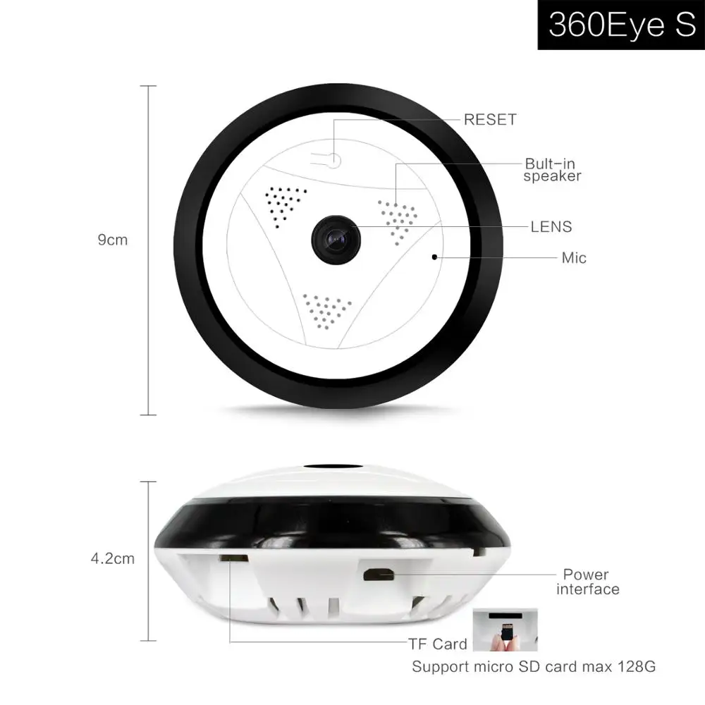 

360 degree Panoramic VR smart Ceiling light camera 1080p wireless ip camera Wifi CCTV Security Surveillance Cameras Baby Monitor