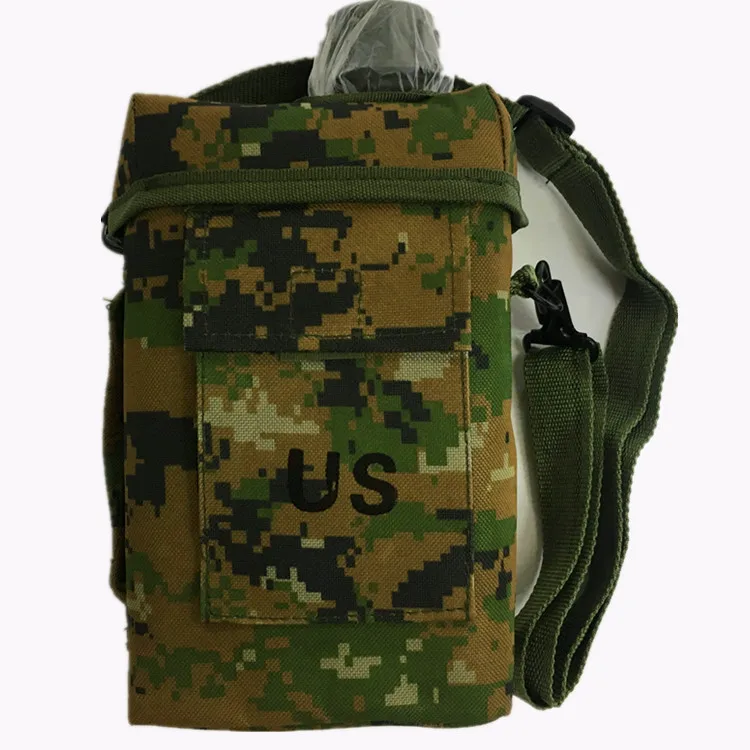 Jungle camouflage 2Л квадратный Американский квадратный баррель большой емкости открытый камуфляж пластиковая бутылка для воды армейский вентилятор Кемпинг ремень портативная бутылка для воды - Цвет: Jungle camouflage