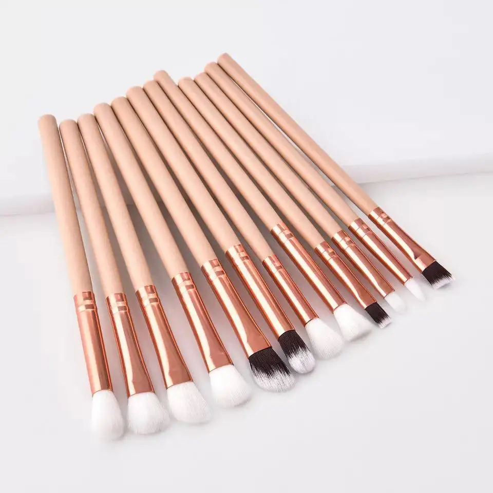12 шт. профессиональный макияж глаз кисти набор деревянной ручкой тени для век