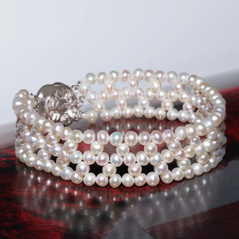 YS Handmade 3 4 мм браслет с натуральным белым жемчугом китайский пресноводным