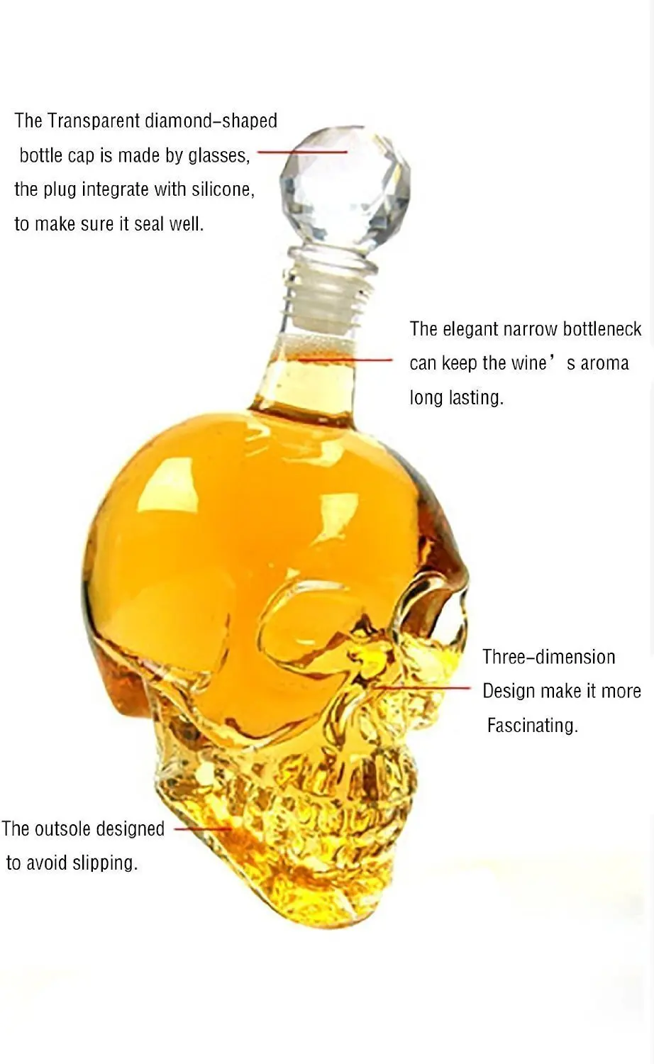 Хрустальный графин для лица с черепом бутылка водки креативным стеклянным