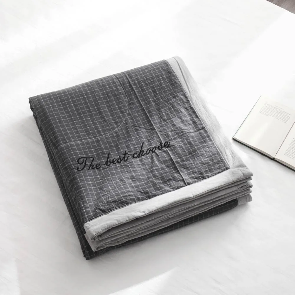 Стеганое одеяло темно-серого цвета из хлопчатобумажной ткани хлопковый