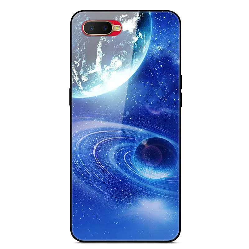 Чехол из закаленного стекла для OPPO RX17 Neo чехол силиконовый бампер жесткая стеклянная задняя крышка для OPPO RX17 Neo RX 17 Neo A1K AX7 Capas - Цвет: Синий