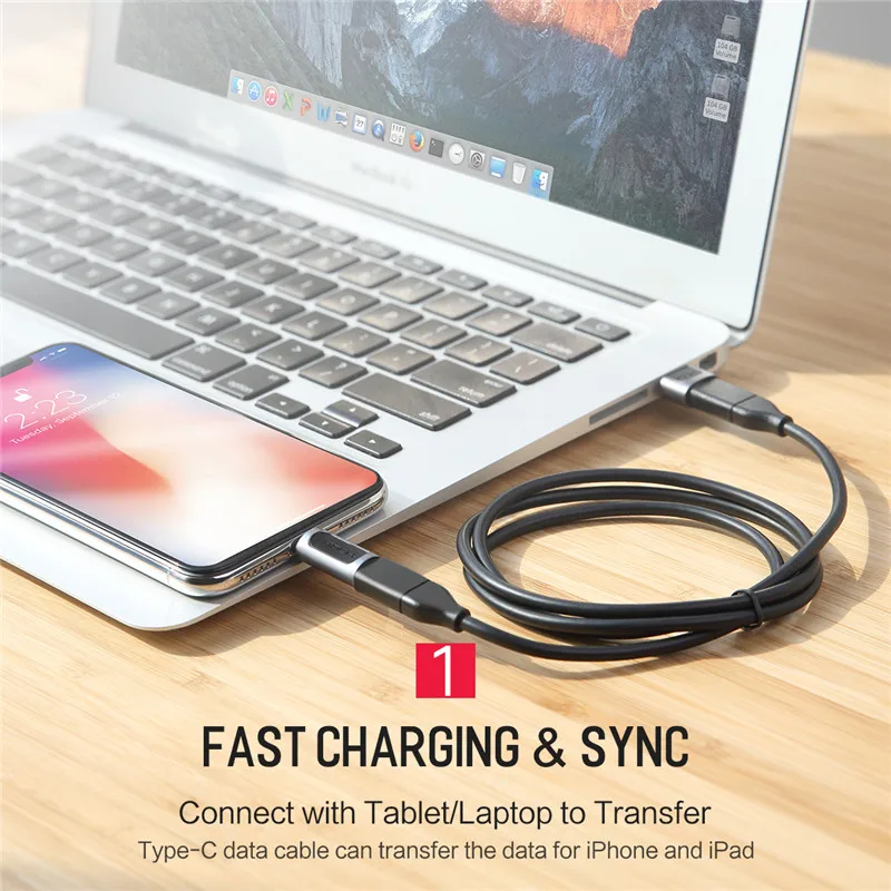 Адаптер ROCK Type c для освещения iPhone X 8 6 OTG Lightning Micro Famale Splitter USB C Microusb