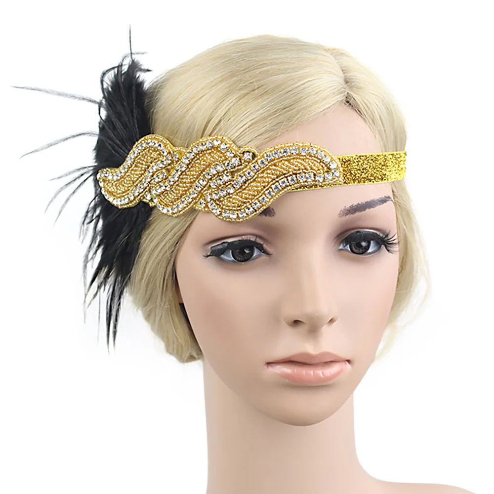 Повязка на голову с перьями 20 s Great Gatsby блестящая лента для волос аксессуары