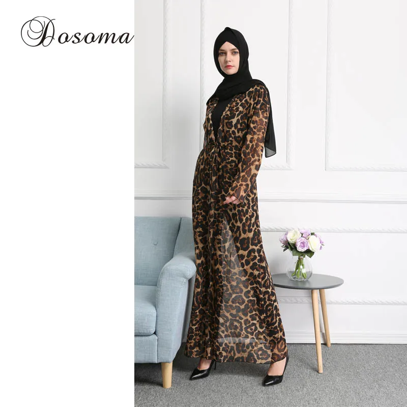 Мусульманское длинное Абаи леопардовое платье Повседневное Бурка Для женщин