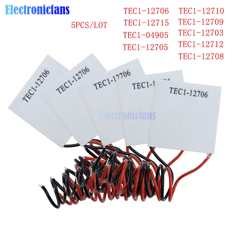 

5 шт. TEC1 12705 12706 12715 04905 12710 12709 12703 12712 Термоэлектрический охладитель Peltier TEC1-12706 12 В Модуль Peltier Elemente