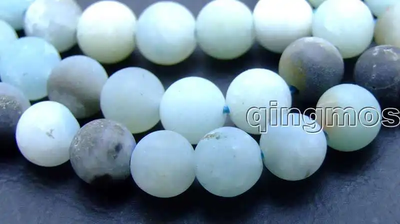 

SALE 6mm Round frost Blue mix natural High Quality Amazonite loose beads strand 15"-los607 Wholesale/retail Free shipping