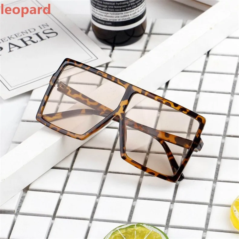 leopard KOTTDO, квадратные детские солнцезащитные очки для девочек, для маленьких мальчиков, для фестиваля, в стиле панк, негабаритные солнцезащитные очки, uv400, очки для детей, oculos de sol masculino - Цвет линз: leopard