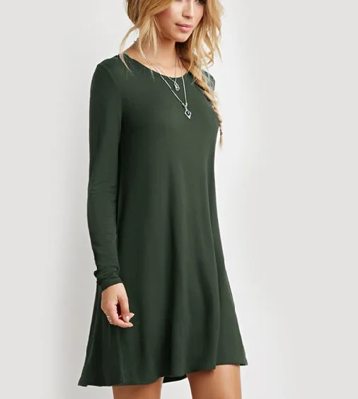 2020 платья для женщин Европейское однотонное повседневное модное зеленое