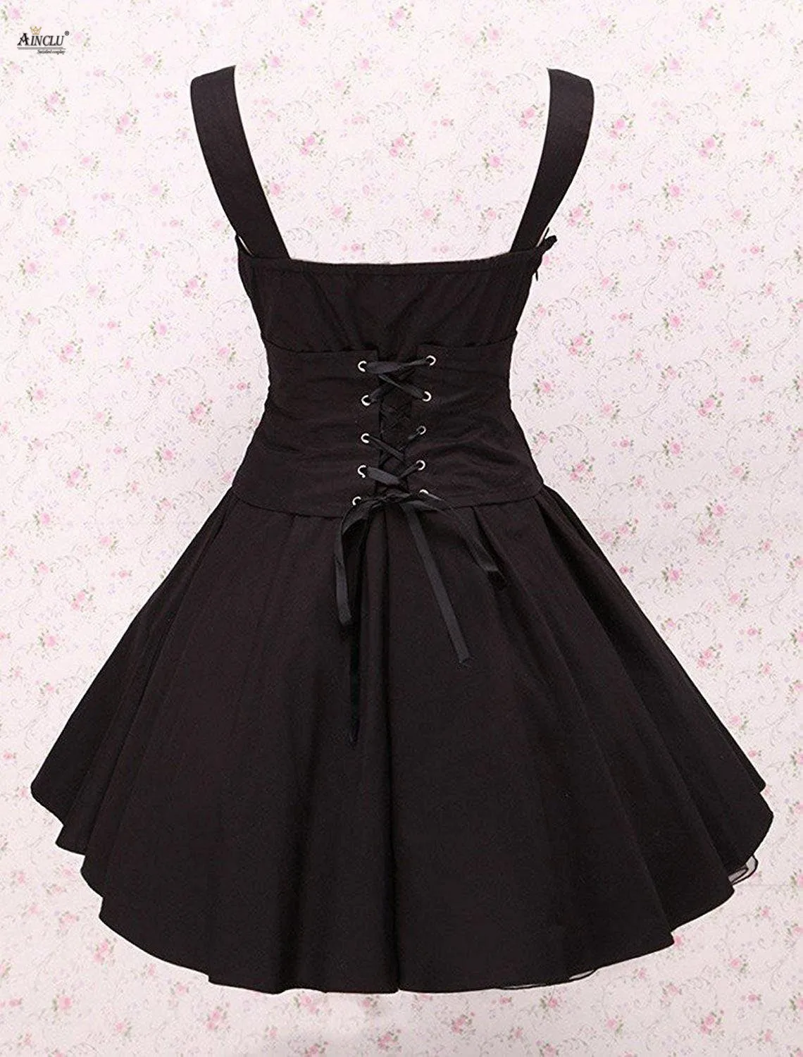 Летнее женское платье в стиле &quotЛолита&quot черное Бандажное хлопковое школьное