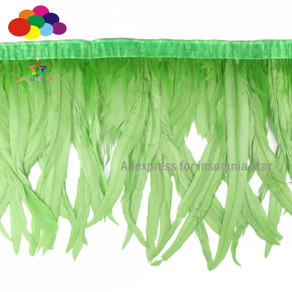 Зеленые фруктовые петухи 2 метра оболочка обрезка хвоста бахрома куриные перья