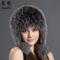 women winter hat earflap real fox fur cap warm genuine fur caps with earflaps female raccoon fur hat russian bomber hats ushanka