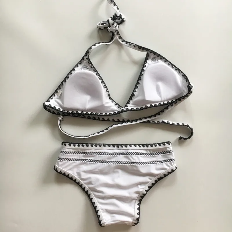 Розовый ветер черный белый геометрический зигзаг Принт низкая талия бикини 2017