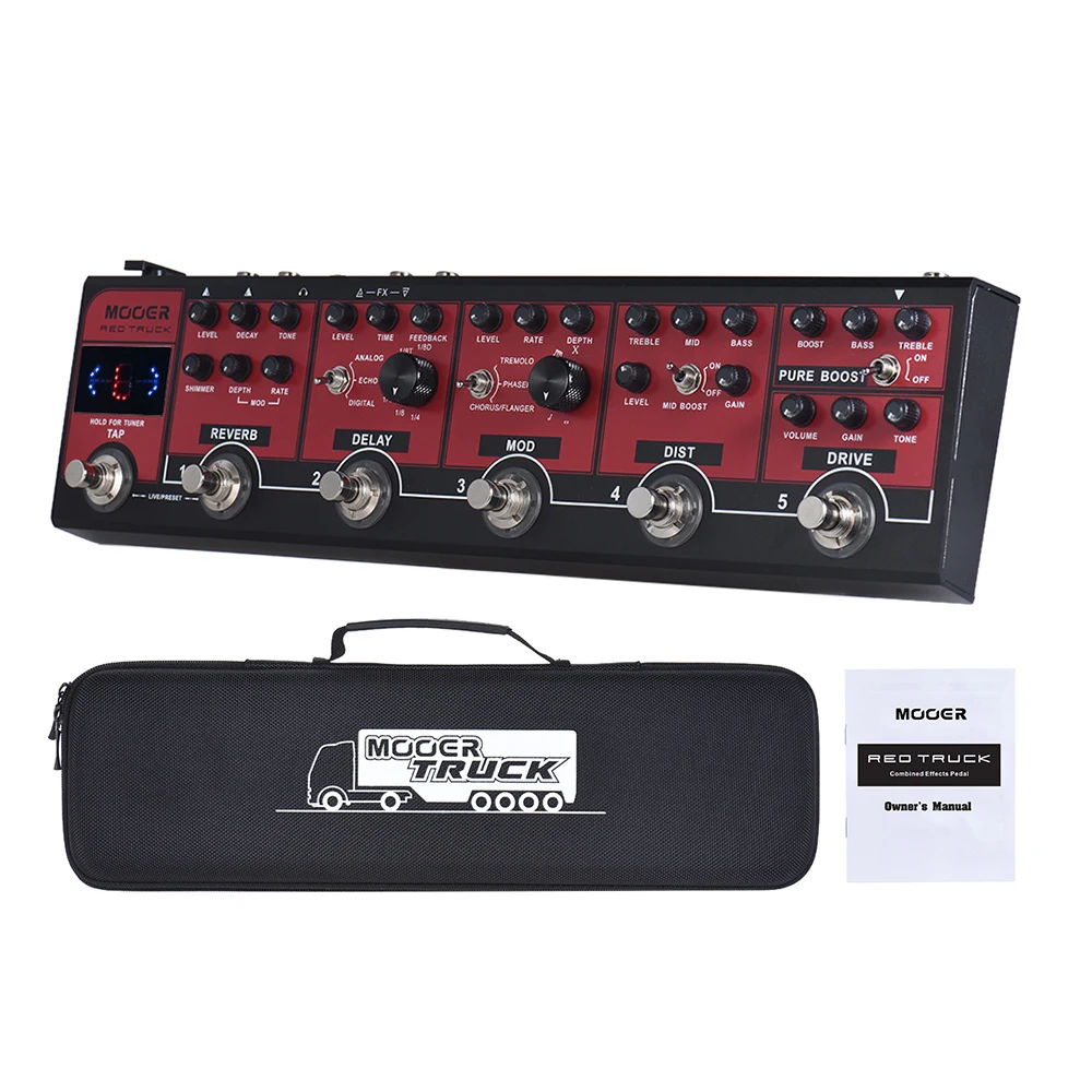 MOOER красный грузовик педаль для гитары 6 in 1 комбинированный гитарная Boost перегруз