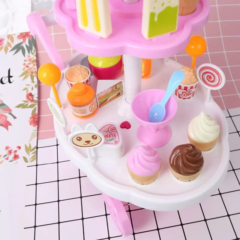 39 шт мини детский домашний симулятор поворотный свет музыка конфеты тележки мороженое тележка