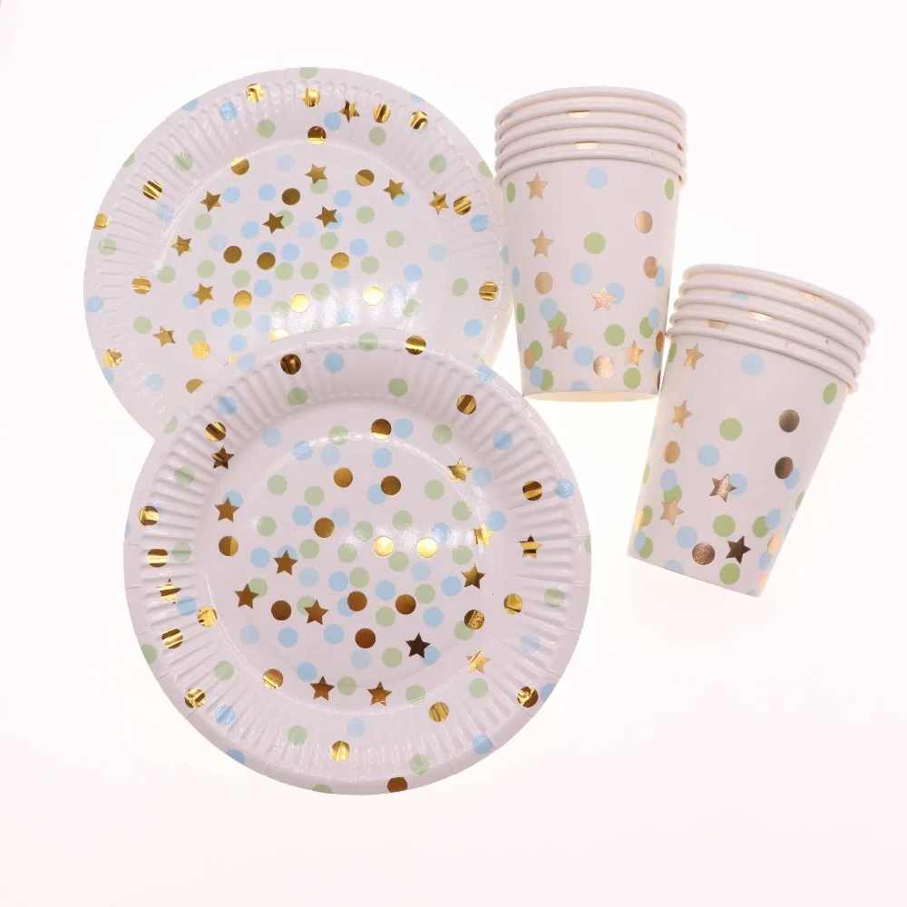 gold foil silver disposable tableware baby shower birthday party wedding decoration kids | Дом и сад